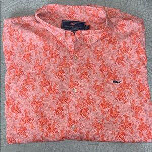 Vineyard Vines Slim Fit Whale Shirt Orange Lobster Button-Down Shirt Large